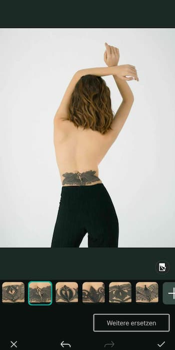 PhotoDirector - Tattoos testen mit KI-Objektersetzung
